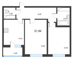 2 ккв № 103 Корп.: 14.9 , Секция 2  в ЖК Ясно.Янино