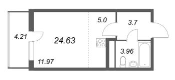Студия № 74 Корп.: 14.8 , Секция 3  в ЖК Ясно.Янино