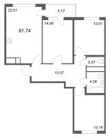 4 ккв (Евро) № 404 Корп.: 14.10 , Секция 7  в ЖК Ясно.Янино