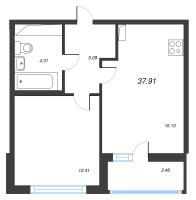 2 ккв (Евро) № 284 Корп.: 14.9 , Секция 4  в ЖК Ясно.Янино