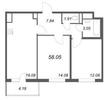 3 ккв (Евро) № 410 Корп.: 14.10 , Секция 7  в ЖК Ясно.Янино