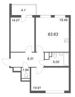 3 ккв (Евро) № 77 Корп.: 14.8 , Секция 3  в ЖК Ясно.Янино
