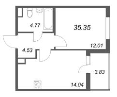 1 ккв № 325 Корп.: 14.10 , Секция 6  в ЖК Ясно.Янино