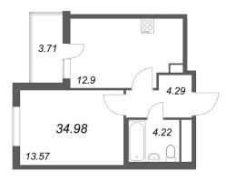 1 ккв № 19 Корп.: 14.10 , Секция 1  в ЖК Ясно.Янино