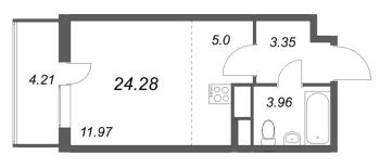 Студия № 109 Корп.: 14.7 , Секция 3  в ЖК Ясно.Янино