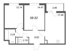 3 ккв (Евро) № 220 Корп.: 14.10 , Секция 4  в ЖК Ясно.Янино