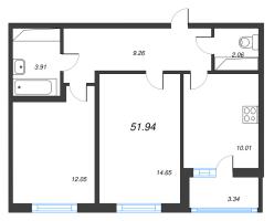 2 ккв № 378 Корп.: 14.9 , Секция 5  в ЖК Ясно.Янино