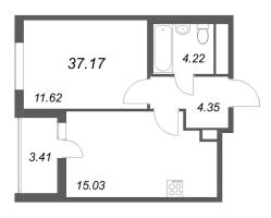 2 ккв (Евро) № 15 Корп.: 14.10 , Секция 1  в ЖК Ясно.Янино