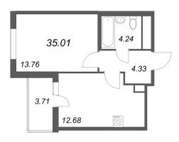 1 ккв № 100 Корп.: 14.8 , Секция 3  в ЖК Ясно.Янино