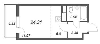 Студия № 108 Корп.: 14.7 , Секция 3  в ЖК Ясно.Янино