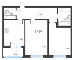 2 ккв № 283 Корп.: 14.9 , Секция 4  в ЖК Ясно.Янино