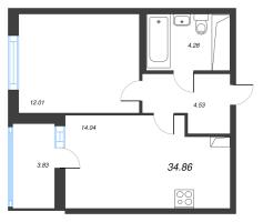 1 ккв № 15 Корп.: 14.9 , Секция 1  в ЖК Ясно.Янино