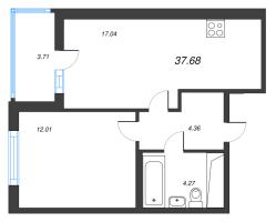 2 ккв (Евро) № 16 Корп.: 14.9 , Секция 1  в ЖК Ясно.Янино