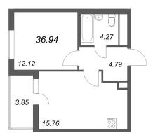 2 ккв (Евро) № 329 Корп.: 14.10 , Секция 6  в ЖК Ясно.Янино
