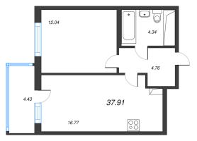 2 ккв (Евро) № 13 Корп.: 14.9 , Секция 1  в ЖК Ясно.Янино