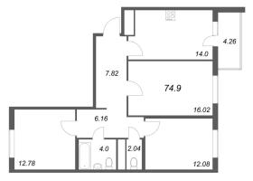 3 ккв № 294 Корп.: 14.10 , Секция 5  в ЖК Ясно.Янино