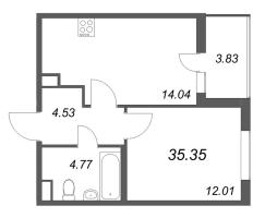 1 ккв № 326 Корп.: 14.10 , Секция 6  в ЖК Ясно.Янино