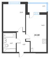 1 ккв № 375 Корп.: 14.9 , Секция 5  в ЖК Ясно.Янино
