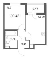 1 ккв № 288 Корп.: 14.10 , Секция 5  в ЖК Ясно.Янино