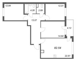 4 ккв (Евро) № 5 Корп.: 14.8 , Секция 1  в ЖК Ясно.Янино