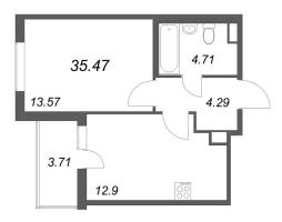 1 ккв № 90 Корп.: 14.10 , Секция 2  в ЖК Ясно.Янино