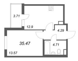 1 ккв № 8 Корп.: 14.10 , Секция 1  в ЖК Ясно.Янино