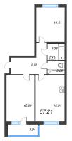 3 ккв (Евро) № 88 Корп.: 14.9 , Секция 2  в ЖК Ясно.Янино