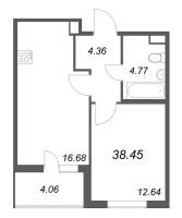 2 ккв (Евро) № 218 Корп.: 14.10 , Секция 4  в ЖК Ясно.Янино