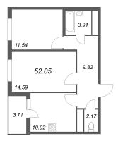 2 ккв № 331 Корп.: 14.10 , Секция 6  в ЖК Ясно.Янино