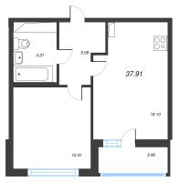 2 ккв (Евро) № 188 Корп.: 14.9 , Секция 3  в ЖК Ясно.Янино