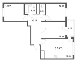 4 ккв (Евро) № 10 Корп.: 14.8 , Секция 1  в ЖК Ясно.Янино