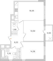 3 ккв (Евро) № 11 Корп.: 14.7 , Секция 1  в ЖК Ясно.Янино