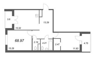 3 ккв (Евро) № 12 Корп.: 5.3 , Секция 1  в ЖК Ю Гатчина