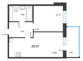 2 ккв (Евро) № 154 Корп.: 6 , Секция 4  в ЖК Ю Гатчина