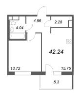 2 ккв (Евро) № 86 Корп.: 5.1 , Секция 3  в ЖК Ю Гатчина