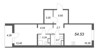 2 ккв (Евро) № 168 Корп.: 5.1 , Секция 5  в ЖК Ю Гатчина