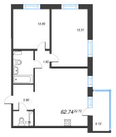 3 ккв (Евро) № 49 Корп.: 6 , Секция 2  в ЖК Ю Гатчина