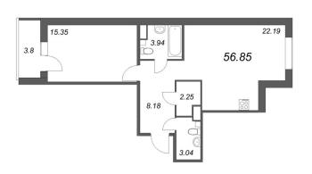 2 ккв (Евро) № 119 Корп.: 5.1 , Секция 4  в ЖК Ю Гатчина