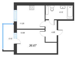 1 ккв № 98 Корп.: 6 , Секция 3  в ЖК Ю Гатчина