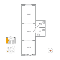 К. пом № 1-2 Корп.: 5.3 , Секция 2  в ЖК Ю Гатчина