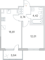 2 ккв (Евро) № 204 Корп.: 3.4 Уч. Австралия , Секция 5  в ЖК ЮгТаун
