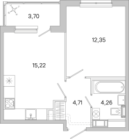 2 ккв (Евро) № 184 Корп.: 3.6 Уч. Австралия , Секция 6  в ЖК ЮгТаун