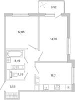 2 ккв № 44 Корп.: 3.5 Уч. Австралия , Секция 1  в ЖК ЮгТаун