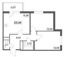 3 ккв (Евро) № 102 Корп.: 1 Уч. Канада , Секция 4  в ЖК ЮгТаун