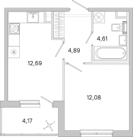1 ккв № 227 Корп.: 3.7 Уч. Австралия , Секция 7  в ЖК ЮгТаун