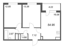 3 ккв (Евро) № 55 Корп.: 3.6 Уч. Австралия , Секция 2  в ЖК ЮгТаун