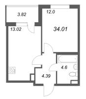 1 ккв № 231 Корп.: 3.7 Уч. Австралия , Секция 7  в ЖК ЮгТаун