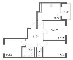 3 ккв № 128 Корп.: 3.7 Уч. Австралия , Секция 4  в ЖК ЮгТаун