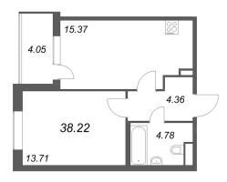 2 ккв (Евро) № 61 Корп.: 1 Уч. Канада , Секция 3  в ЖК ЮгТаун