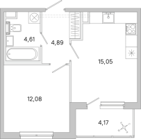 2 ккв (Евро) № 228 Корп.: 3.7 Уч. Австралия , Секция 7  в ЖК ЮгТаун